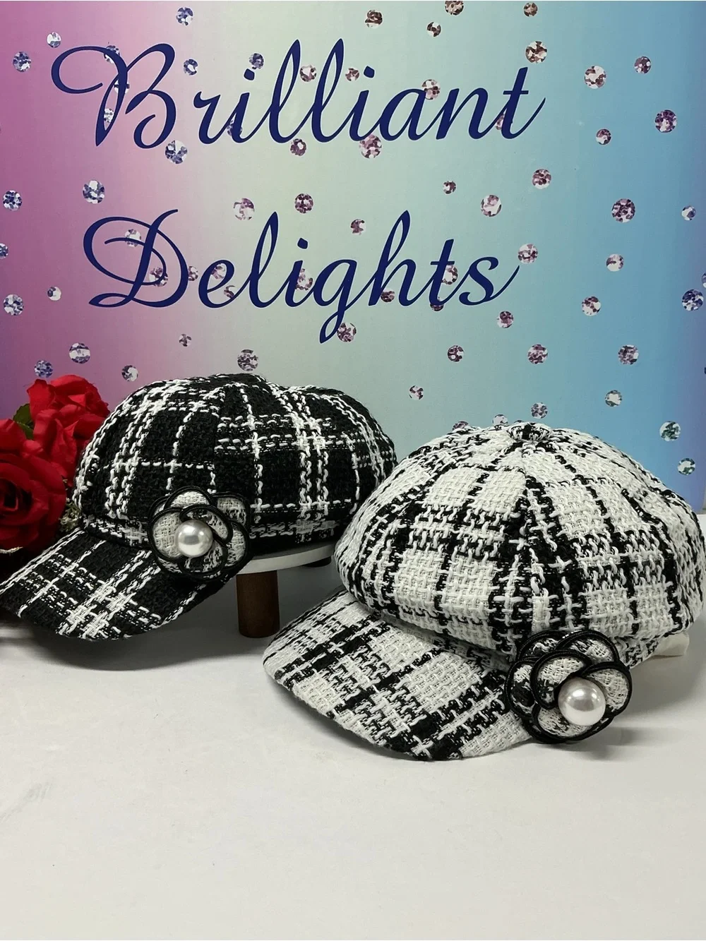 🌺OOAK CUSTOM TWEED CAMELLIA HAT